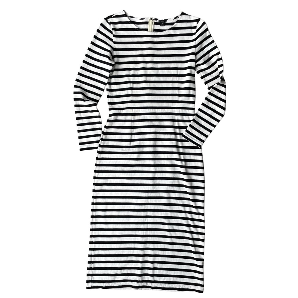 J. Crew Striped Midi Dress Size 0 Black and White